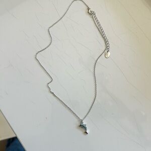 Claire's Silver Tone Necklace with Blue Dolphin Pendant